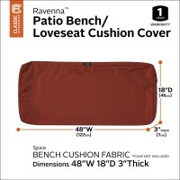 Classic Accessories Ravenna Water-Resistant 48 X 18 X 3 Inch Outdoor Bench/Settee Cushion Slip Cover, Patio Furniture Swing Cushion Cover, Spice, Patio Furniture Cushion Covers