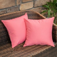 Miulee Pack Of 2 Decorative Outdoor Waterproof Pillow Covers Square Garden Cushion Sham Throw Pillowcase Shell For Patio Tent Couch 18X18 Inch Pink
