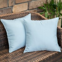 Miulee Pack Of 2 Decorative Outdoor Waterproof Pillow Covers Square Garden Cushion Sham Throw Pillowcase Shell For Patio Tent Couch 18X18 Inch Light Blue