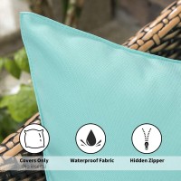 Miulee Pack Of 2 Decorative Outdoor Waterproof Pillow Covers Square Garden Cushion Sham Throw Pillowcase Shell For Spring Patio