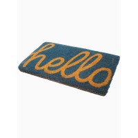 Fab Habitat Non Slip Doormat Durable Thin Natural Coir Rubber Entryway Front Door Porch Patio Cursive Hello Dark B