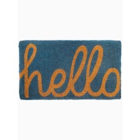 Fab Habitat Non Slip Doormat Durable Thin Natural Coir Rubber Entryway Front Door Porch Patio Cursive Hello Dark B