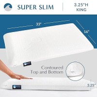 Bluewave Bedding Super Slim Gel Memory Foam Pillow For Stomach And Back Sleepers Thin Flat Design For Cervical Neck Alignment