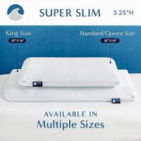 Bluewave Bedding Super Slim Gel Memory Foam Pillow For Stomach And Back Sleepers Thin Flat Design For Cervical Neck Alignment