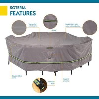 Duck Covers Classic Accessories Soteria Waterproof 127 Inch Rectangular/Oval Patio Table With Chairs Cover