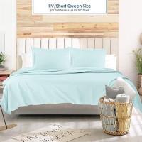 Nestl Light Blue Rv Queen Sheets Super Soft Rv Short Queen Sheets For Rv Camper 4 Piece 1800 Microfiber Fitted Rv Sheets Dou