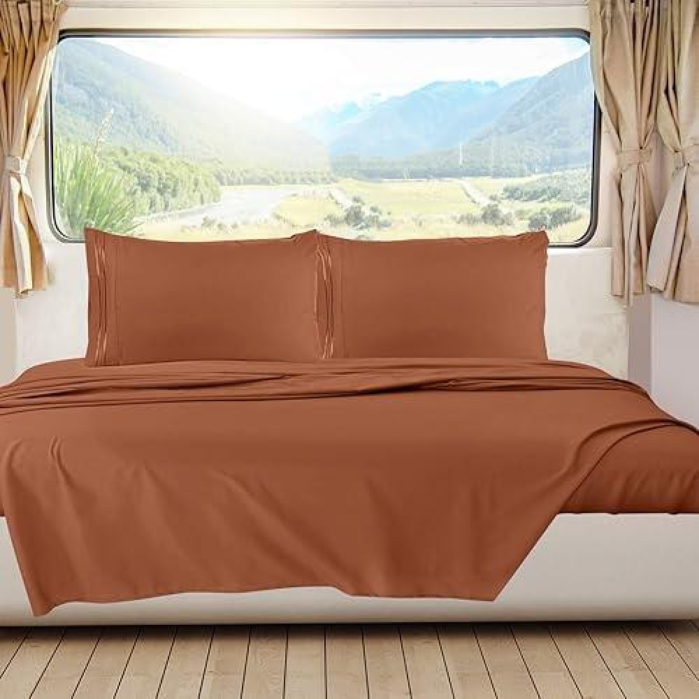 Nestl Rust Rv Queen Sheets Super Soft Rv Short Queen Sheets For Rv Camper 6 Piece 1800 Microfiber Fitted Rv Sheets Double Br