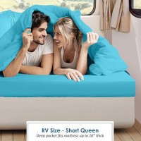 Nestl Beach Blue Rv Queen Sheets Super Soft Rv Short Queen Sheets For Rv Camper 4 Piece 1800 Microfiber Fitted Rv Sheets Dou