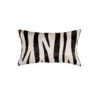 Homeroots Cowhide Microsuede Polyfill 12 X 20 X 5 Zebra Black On Off White Cowhide Pillow