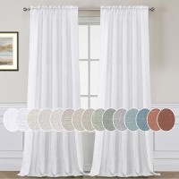 Hversailtex Linen Curtains Pair Set Functional Open Weave Curtain Highly Durable Rod Pocket Extra Long 108 Drapes For Living Ro