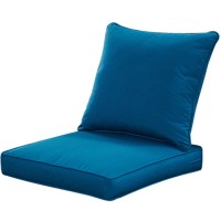 Qilloway Outdoor/Indoor Deep Seat Cushions For Patio Furniture, All Weather Lawn Chair Cushion 24 X 24 Inch 1 Set (Peacock Blue)