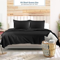 Nestl Black Rv Queen Sheets Super Soft Rv Short Queen Sheets For Rv Camper 4 Piece 1800 Microfiber Fitted Rv Sheets Double B