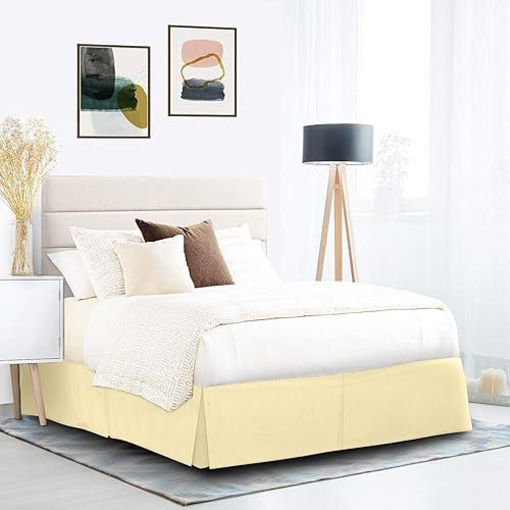 Nestl Custard Mallow Yellow Bed Skirt Cal King Size Cal King Bed Skirt 14 Inch Drop Brushed Microfiber Bed Skirts Hotel Qu