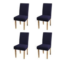 Yeession Dining Room Chair Covers, Spandex Fabric Stretch Removable Washable Short Dining Chair Protector Cover Slipcover Set Of 4 (Navy Blue)