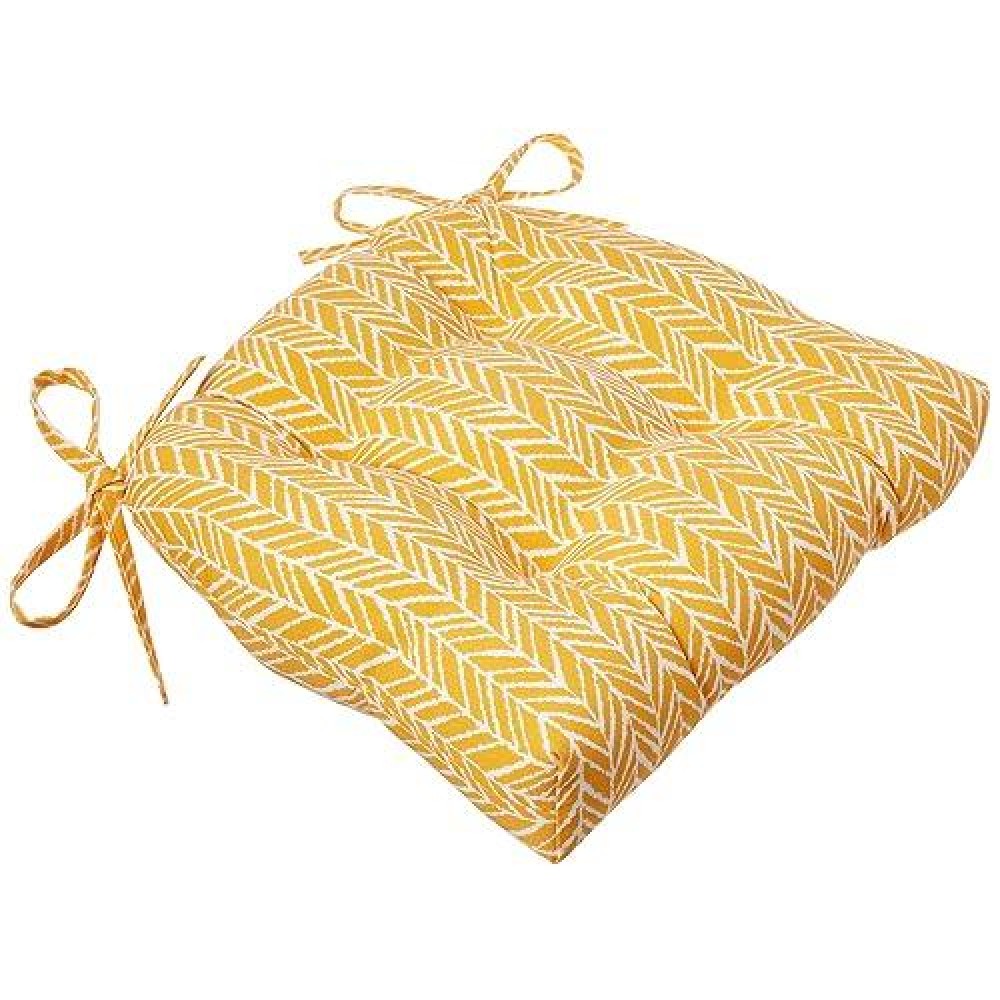 Pillow Perfect Outdoorindoor Herringbone Egg Yolk Chair Pads 2 Count Pack Of 1 Yellow