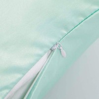 Ntbay Zippered Satin Pillow Cases For Hair And Skin Luxury Queen Hidden Zipper Pillowcases Set Of 2 20X30 Inches Cyan