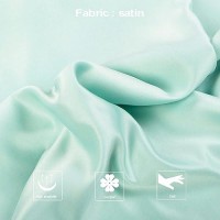 Ntbay Zippered Satin Pillow Cases For Hair And Skin Luxury King Hidden Zipper Pillowcases Set Of 2 20X36 Inches Cyan