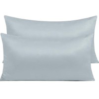 Ntbay Zippered Satin Pillow Cases For Hair And Skin Luxury King Hidden Zipper Pillowcases Set Of 2 20X36 Inches Grey