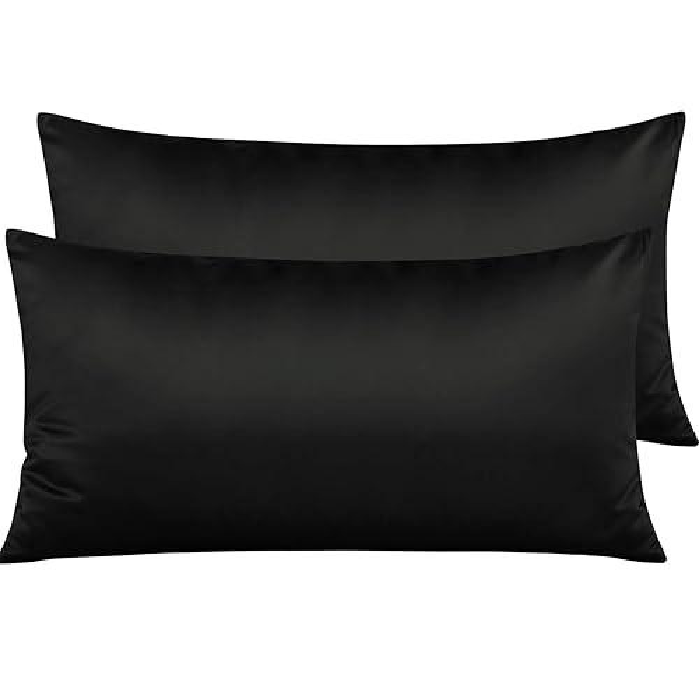 Ntbay Zippered Satin Pillow Cases For Hair And Skin Luxury King Hidden Zipper Pillowcases Set Of 2 20X36 Inches Black