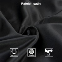 Ntbay Zippered Satin Pillow Cases For Hair And Skin Luxury King Hidden Zipper Pillowcases Set Of 2 20X36 Inches Black