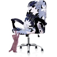 Deisy Dee Computer Office Chair Covers For Stretch Rotating Mid Back Chair Slipcovers Cover Only Chair Covers C162 (White Flower)