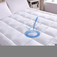 Whatsbedding Cotton Waterproof Mattress Pad Queen Size Top Down Alternative Filling Pillowtop Mattress Topper Coverfitted Quilt