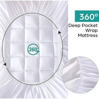 Whatsbedding Cotton Waterproof Mattress Pad Queen Size Top Down Alternative Filling Pillowtop Mattress Topper Coverfitted Quilt