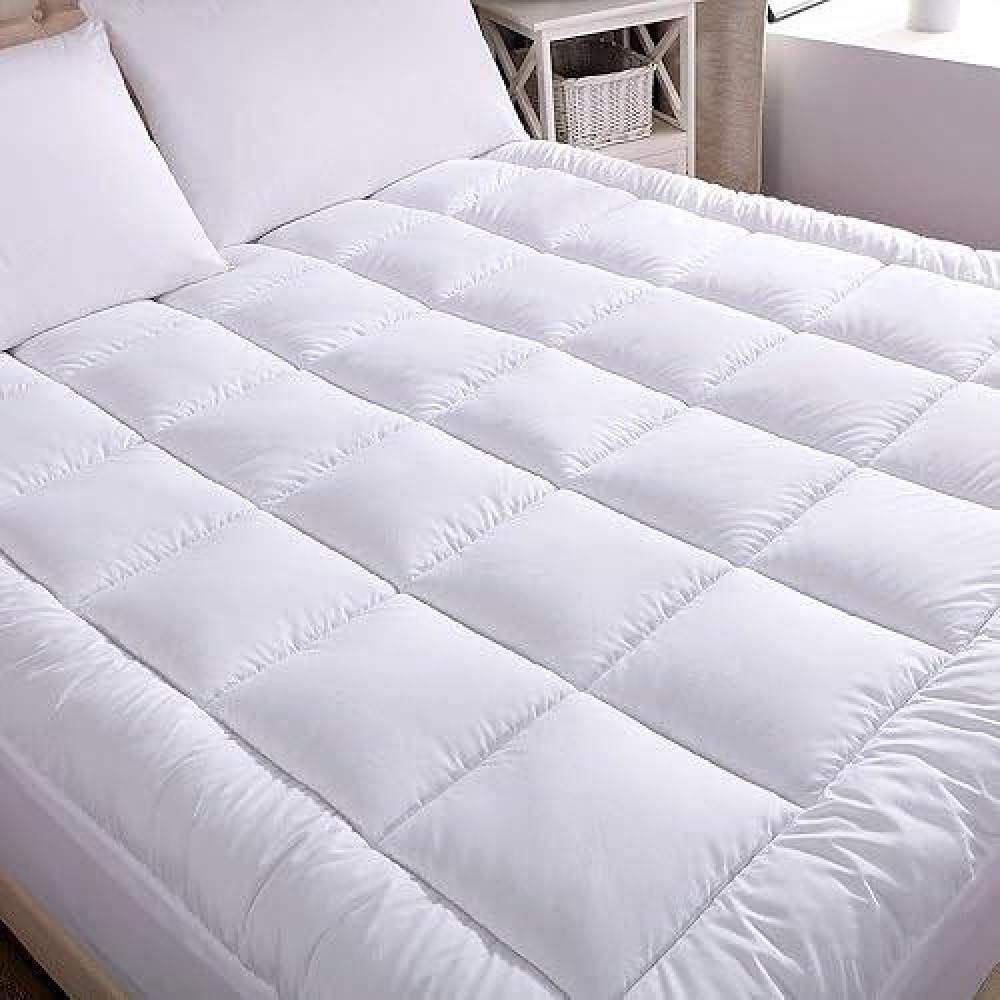 Whatsbedding Waterproof Mattress Pad King Size Cotton Top Down Alternative Filling Pillowtop Mattress Topper Coverfitted Quilte