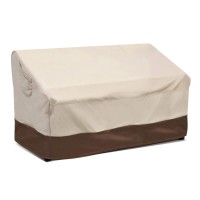 Vailge 2-Seater Heavy Duty Patio Deep Bench Loveseat Cover, 100% Waterproof Outdoor Deep Sofa Cover, Lawn Patio Furniture Covers With Air Vent, Small (Deep), Beige & Brown