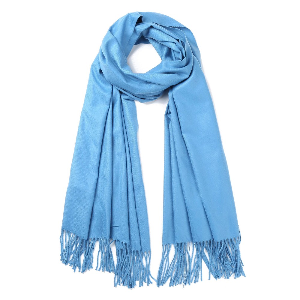 Cindy Wendy Large Soft Cashmere Feel Pashmina Solid Shawl Wrap Scarf For Women (Bright Sky Blue)