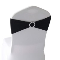 Welmatch Black Spandex Chair Bands Sashes - 50 Pcs Wedding Banquet Party Event Decoration Chair Bows Ties (Black, 50 Pcs)