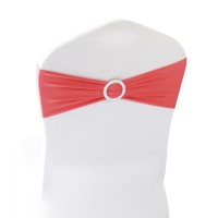 Welmatch Coral Spandex Chair Bands Sashes - 12 Pcs Wedding Banquet Party Event Decoration Chair Bows Ties (Coral, 12 Pcs)