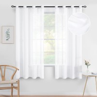 Miulee 2 Panels Chocolate Brown Semi Sheer Window Curtains Elegant Grommet Top Window Voile Panelsdrapestreatment Linen Textur