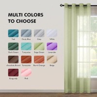 Miulee 2 Panels Sage Green Semi Sheer Window Curtains Elegant Grommet Top Window Voile Panelsdrapestreatment Linen Textured Pa