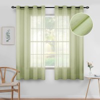 Miulee 2 Panels Sage Green Semi Sheer Window Curtains Elegant Grommet Top Window Voile Panelsdrapestreatment Linen Textured Pa