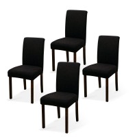 Argstar 4 Pack Jacquard Dining Chair Covers, Stretch Armless Chair Slipcover For Dining Room Seat Cushion, Spandex Kitchen Parson Chair Protector Cover, Removable & Washable, Jacquard Black