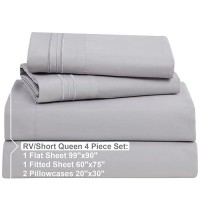 Nestl Rv Short Queen Sheet Set 4 Piece Bed Sheets For Rv Short Queen Size Bed Deep Pocket Hotel Luxury Extra Soft Breathab