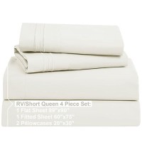 Nestl Bed Linen Set Short Queen 4Piece Sheet Set Microfiber Off White Lightweight Breathable Wrinkle Free