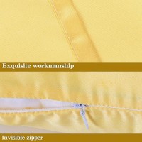 Ntbay Zippered Satin Pillow Cases For Hair And Skin Luxury King Hidden Zipper Pillowcases Set Of 2 20X36 Inches Yellow