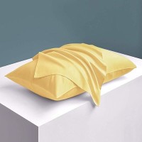 Ntbay Zippered Satin Pillow Cases For Hair And Skin Luxury King Hidden Zipper Pillowcases Set Of 2 20X36 Inches Yellow