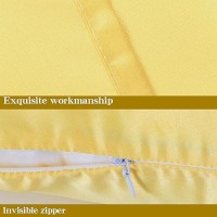 Ntbay Zippered Satin Pillow Cases For Hair And Skin Luxury Queen Hidden Zipper Pillowcases Set Of 2 20X30 Inches Yellow