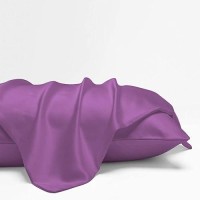 Ntbay Zippered Satin Pillow Cases For Hair And Skin Luxury King Hidden Zipper Pillowcases Set Of 2 20X36 Inches Purple