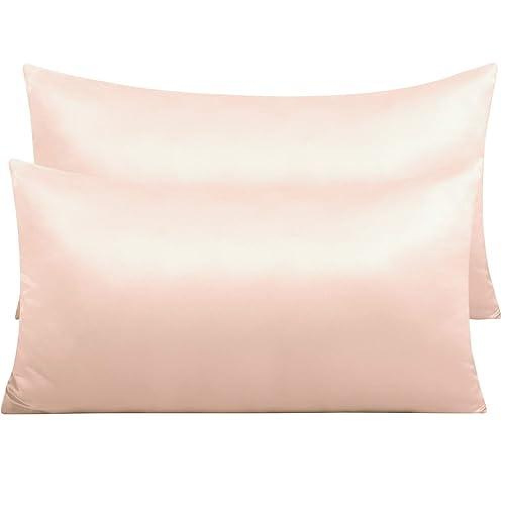 Ntbay Zippered Satin Pillow Cases For Hair And Skin Luxury King Hidden Zipper Pillowcases Set Of 2 20X36 Inches Pink