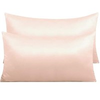 Ntbay Zippered Satin Pillow Cases For Hair And Skin Luxury King Hidden Zipper Pillowcases Set Of 2 20X36 Inches Pink