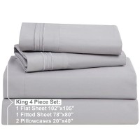 Nestl King Size Sheets Set 4 Piece King Sheets Deep Pocket Hotel Luxury Extra Soft Breathable And Cooling Grey Lavender K