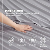 Nestl King Size Sheets Set 4 Piece King Sheets Deep Pocket Hotel Luxury Extra Soft Breathable And Cooling Grey Lavender K