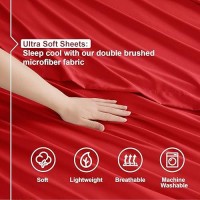 Nestl Twin Sheets Set 3 Piece Twin Bed Sheets Deep Pocket Hotel Luxury Extra Soft Breathable And Cooling Red Sheets For T