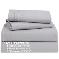 Nestl Full Xl Size Sheet Sets 4 Piece Full Xl Size Sheets Deep Pocket Hotel Luxury Extra Soft Breathable And Cooling Grey