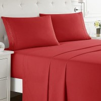 Nestl Full Xl Size Sheet Sets 4 Piece Full Xl Size Sheets Deep Pocket Hotel Luxury Extra Soft Breathable And Cooling Red