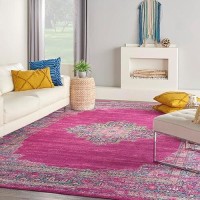 Nourison Passion Fuchsia 9 X 12 Area Rug Boho Traditional Easy Cleaning Non Shedding Bed Room Living Room Hallway 9X12